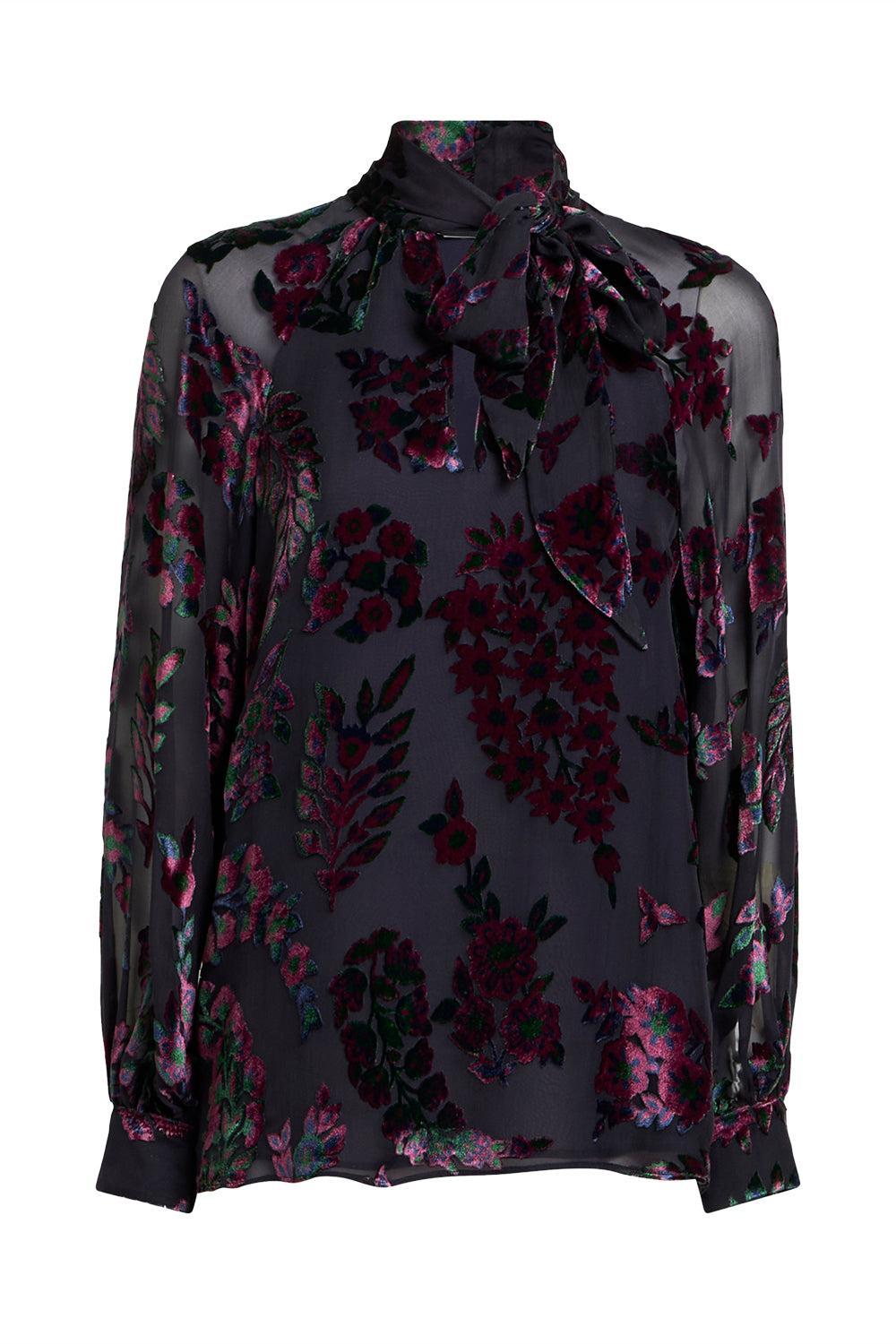 Tie Neck Blouse-BLUE-38-CLOTHINGTOPBLOUSE-ETRO