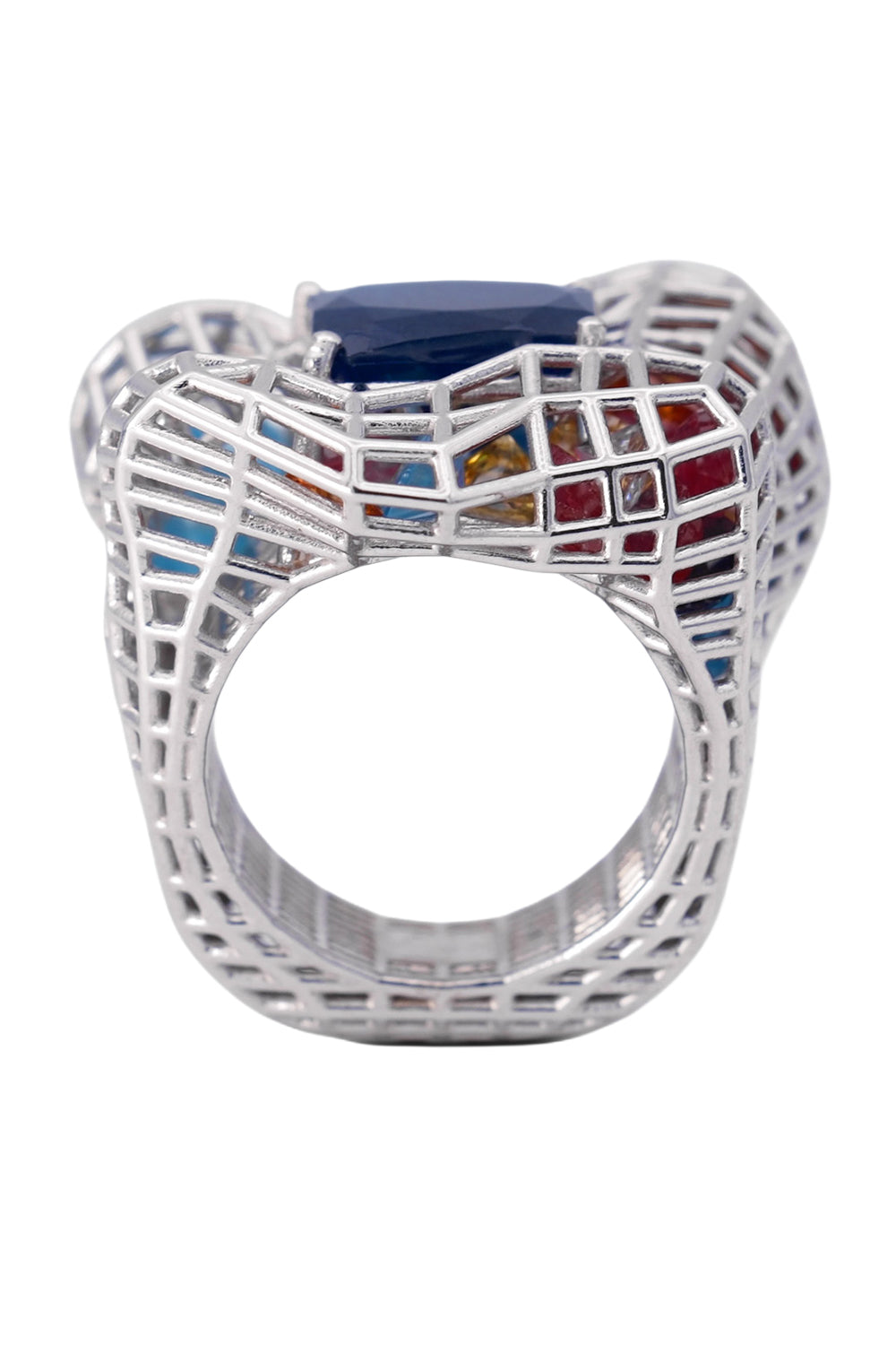 Blue Sapphire Cagey Distorted Ring