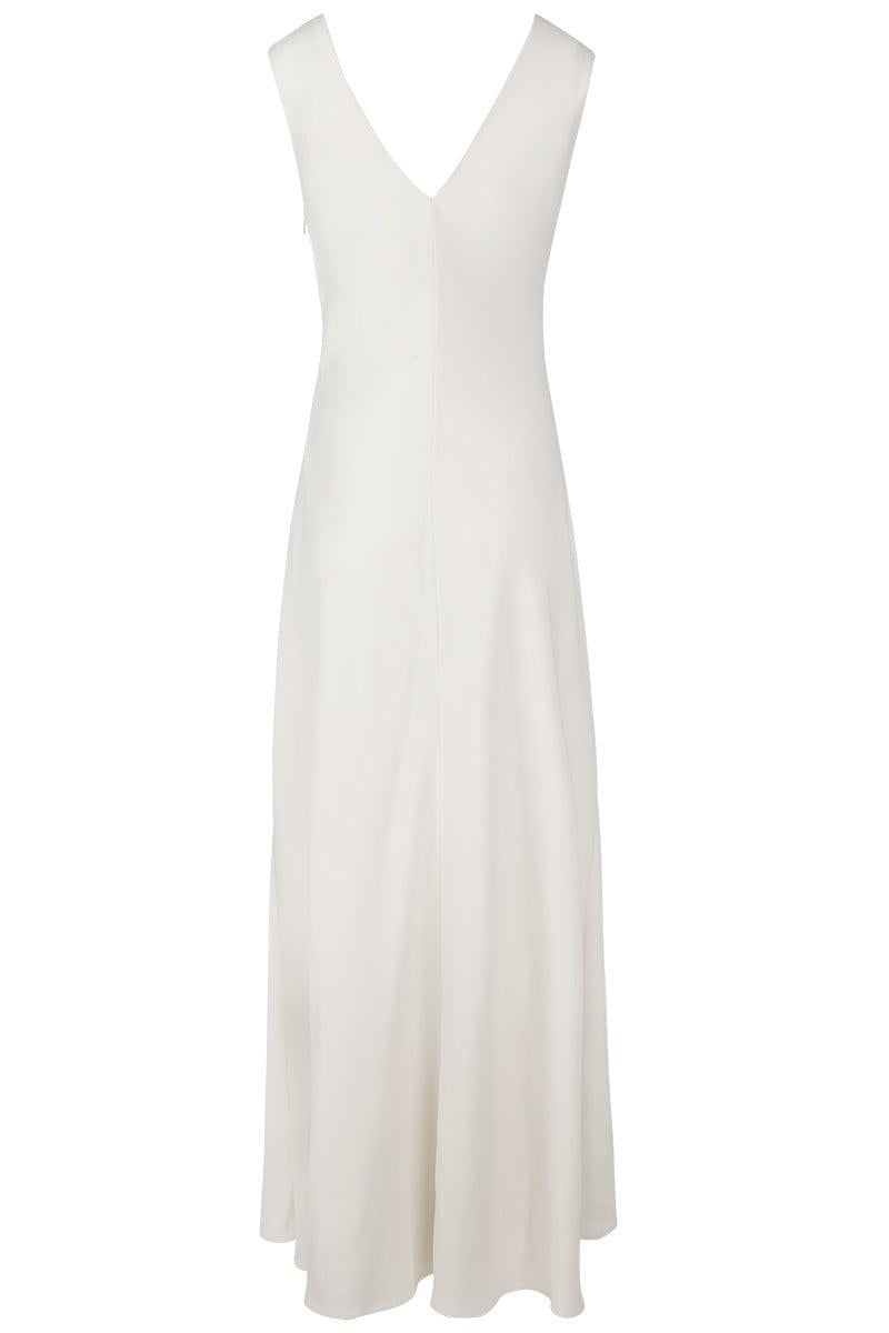 Precious Neckline Fluid Dress-WHITE-S-CLOTHINGDRESSCASUAL-BRUNELLO CUCINELLI