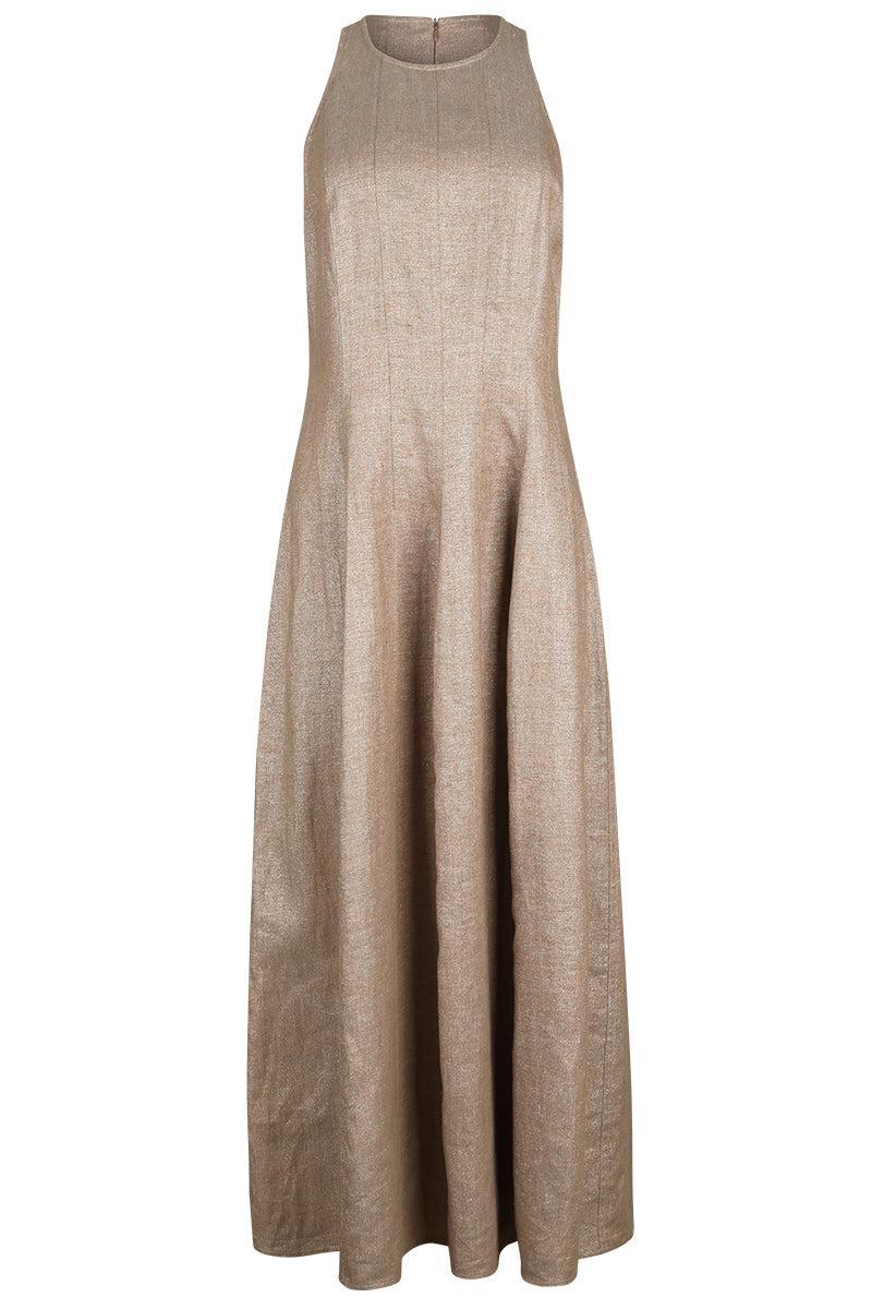 Lurex Corset Dress-PINK-S-CLOTHINGDRESSCASUAL-BRUNELLO CUCINELLI