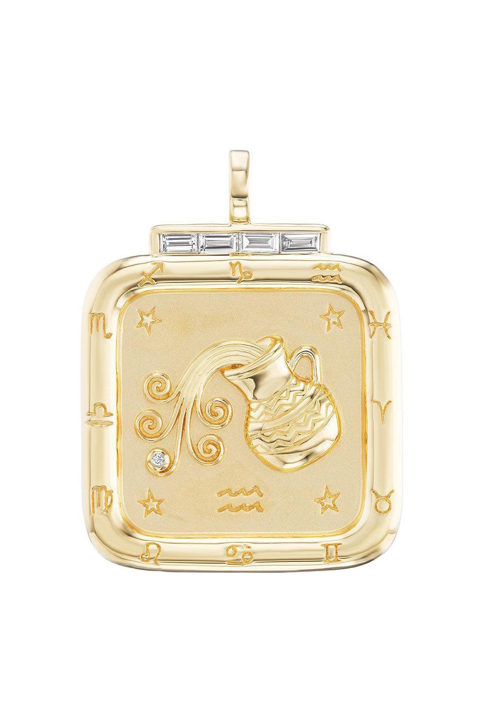 Diamond Aquarius Pendant-YELLOW GOLD-JEWELRYFINE JEWELPENDANT-SORELLINA