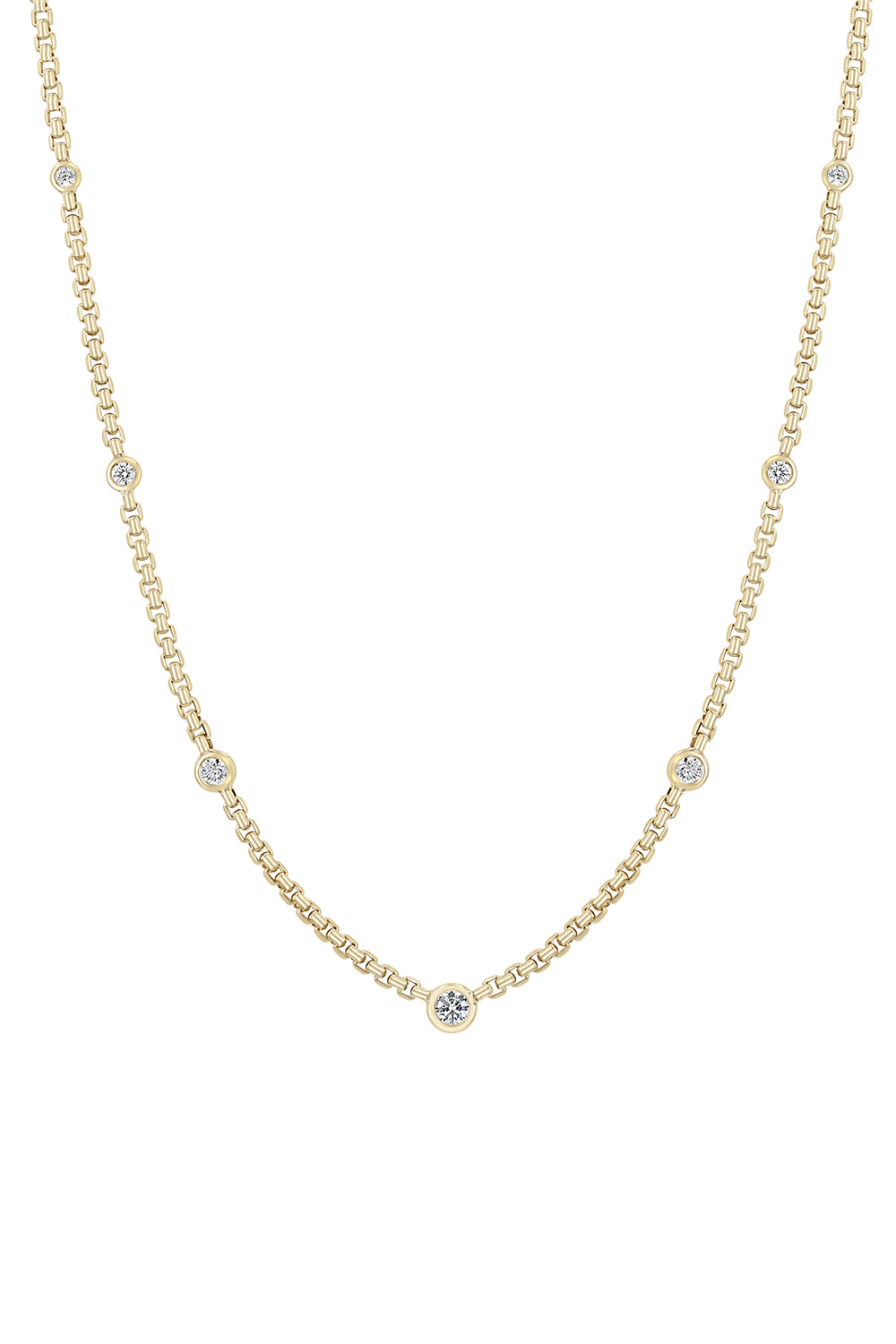 Diamond Floating Box Chain Station Necklace