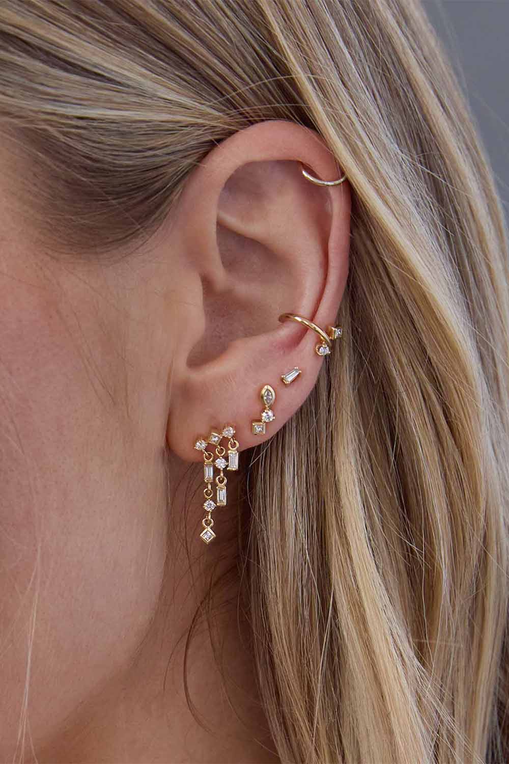 Diamond Linked Waterfall Earrings