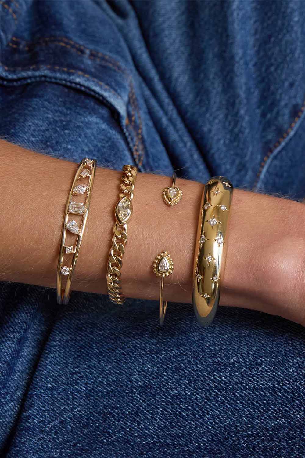 Diamond Open Band Cuff Bracelet