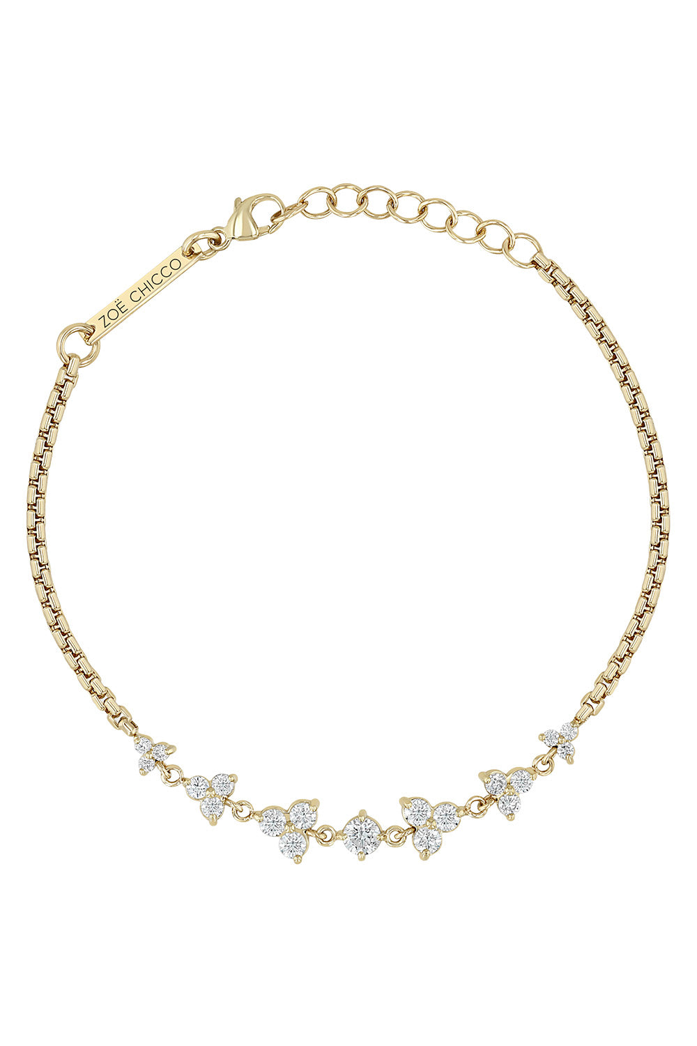 Diamond Graduated Box Chain Trios Bracelet