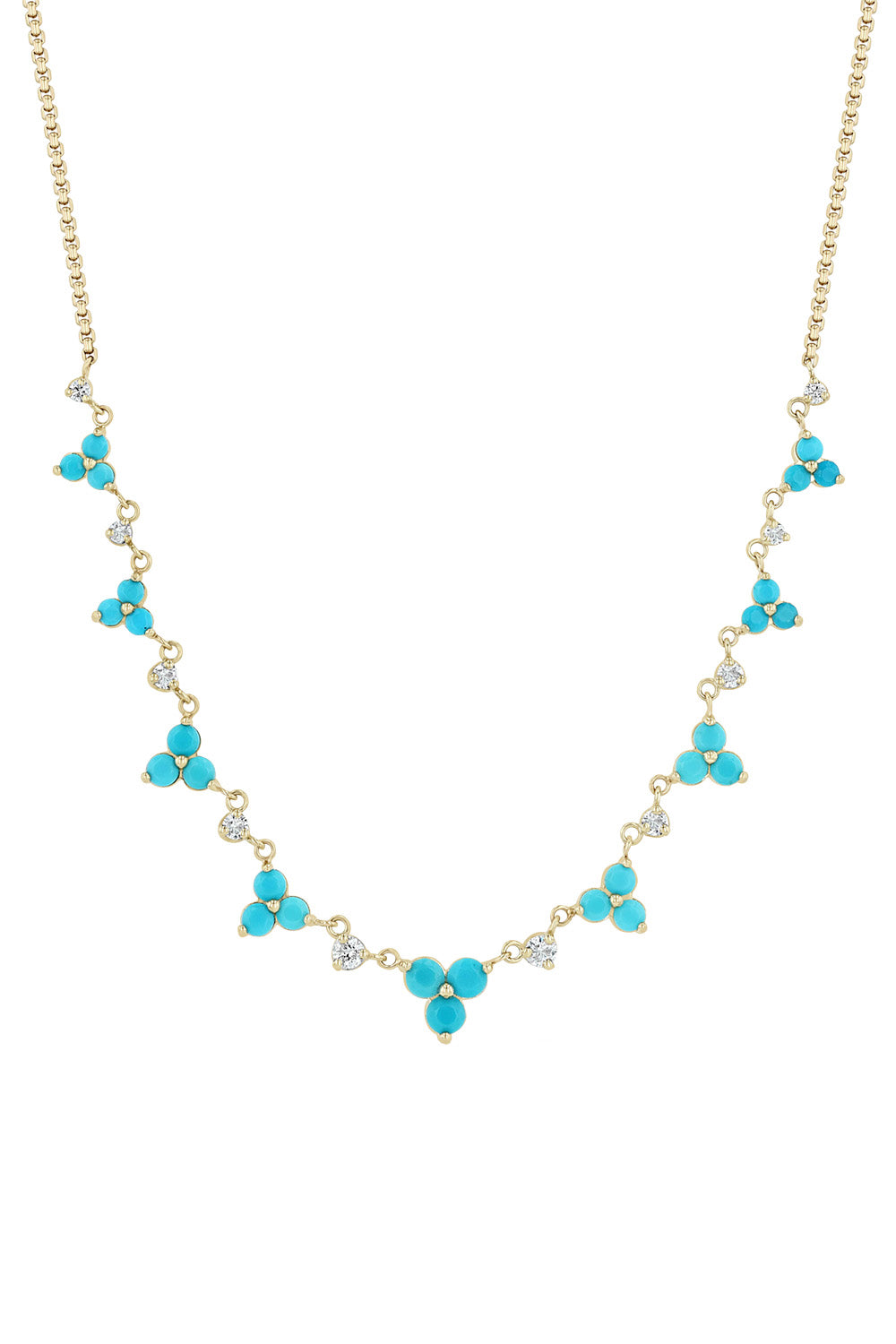 Turquoise Diamond Trios Necklace