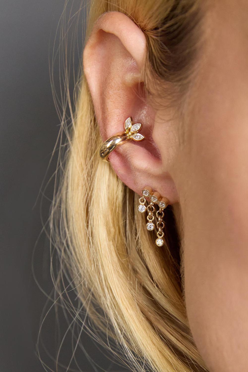 Diamond Rolo Chain Waterfall Earrings
