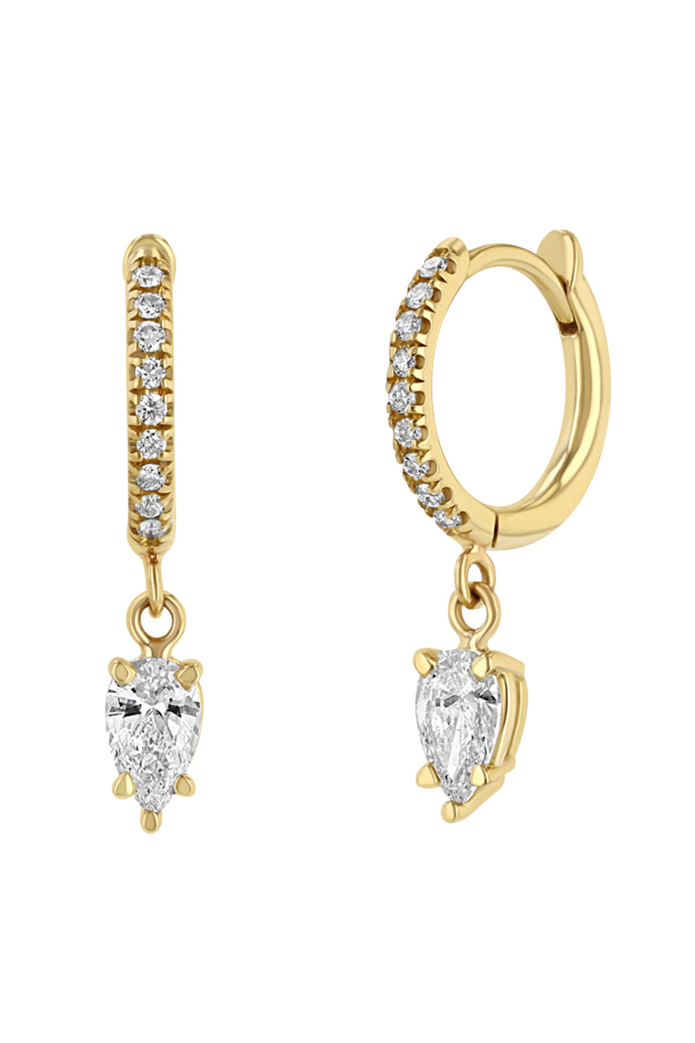 Diamond Dangling Huggie Hoop Earrings