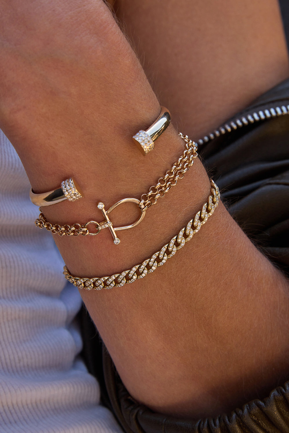 Diamond Rolo Chain Link Bracelet