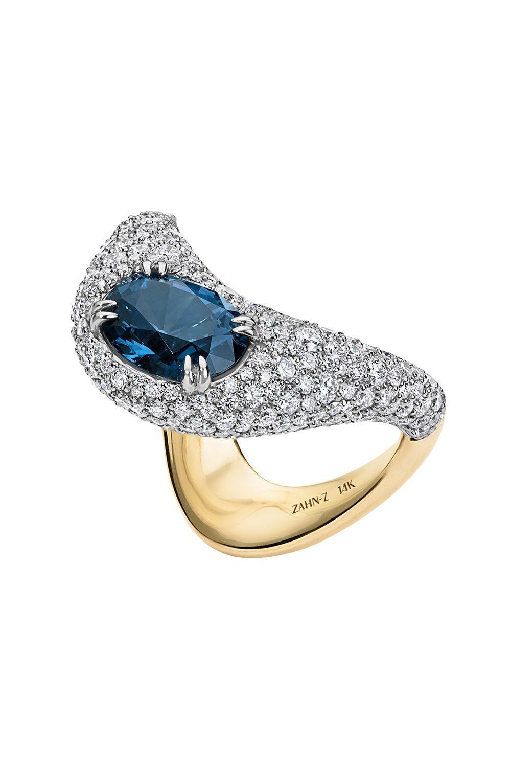 Queen Cobalt Spinal Ring-YELLOW GOLD-6.5-JEWELRYFINE JEWELRING-ZAHN-Z