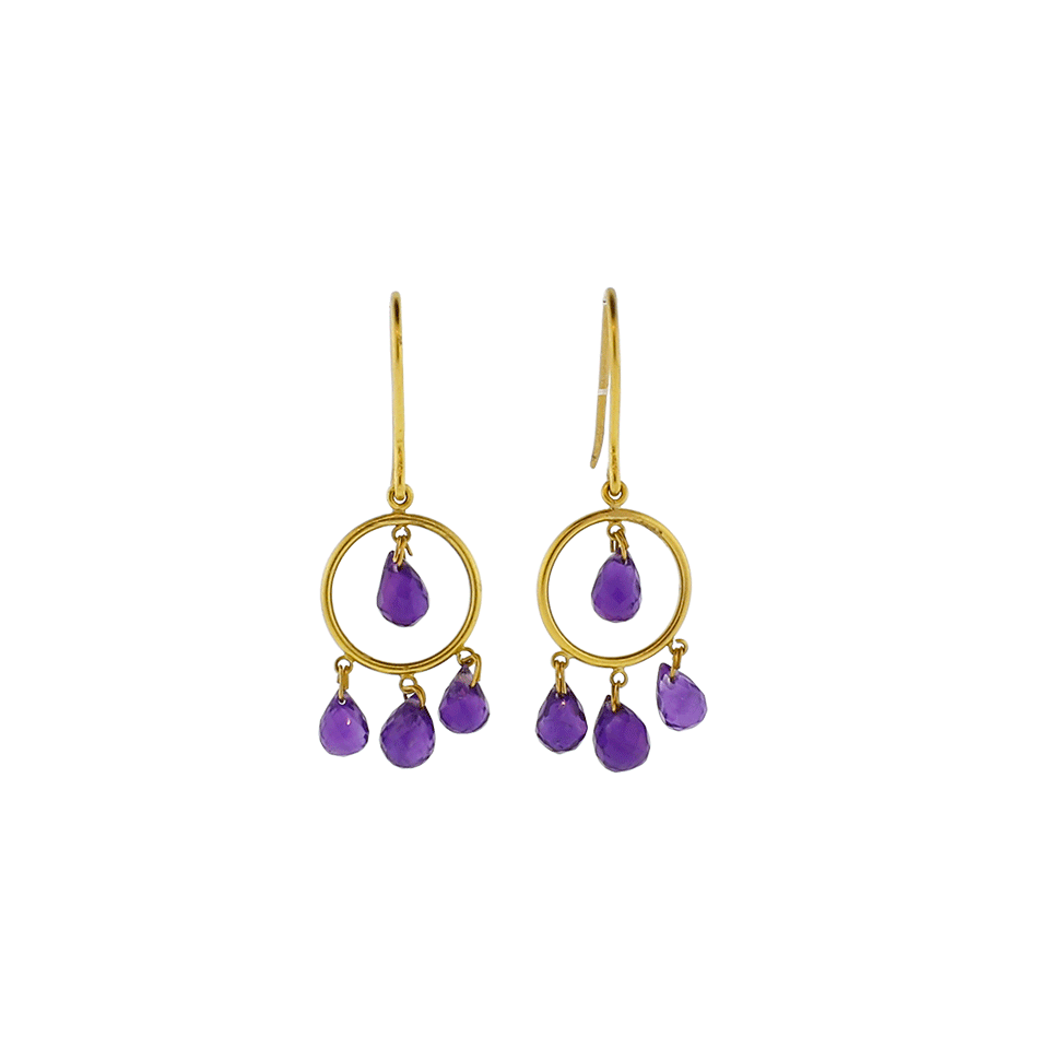 A2 BY ARUNASHI-Amethyst Circle Drop Earrings-YELLOW GOLD