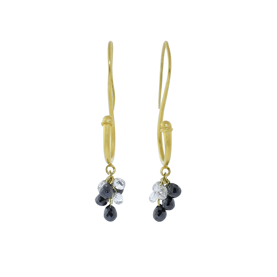 A2 BY ARUNASHI-Black And White Diamond Hook Earrings-YELLOW GOLD