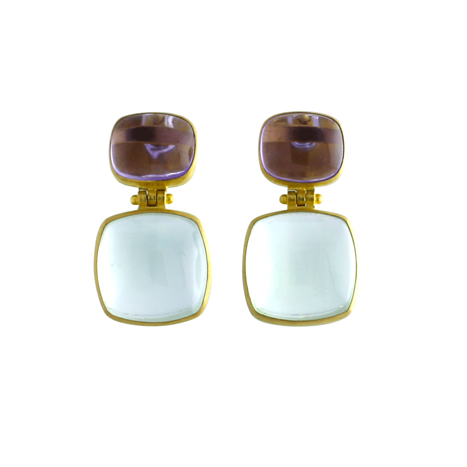 A2 BY ARUNASHI-Lavender And Green Amy Earrings-YELLOW GOLD