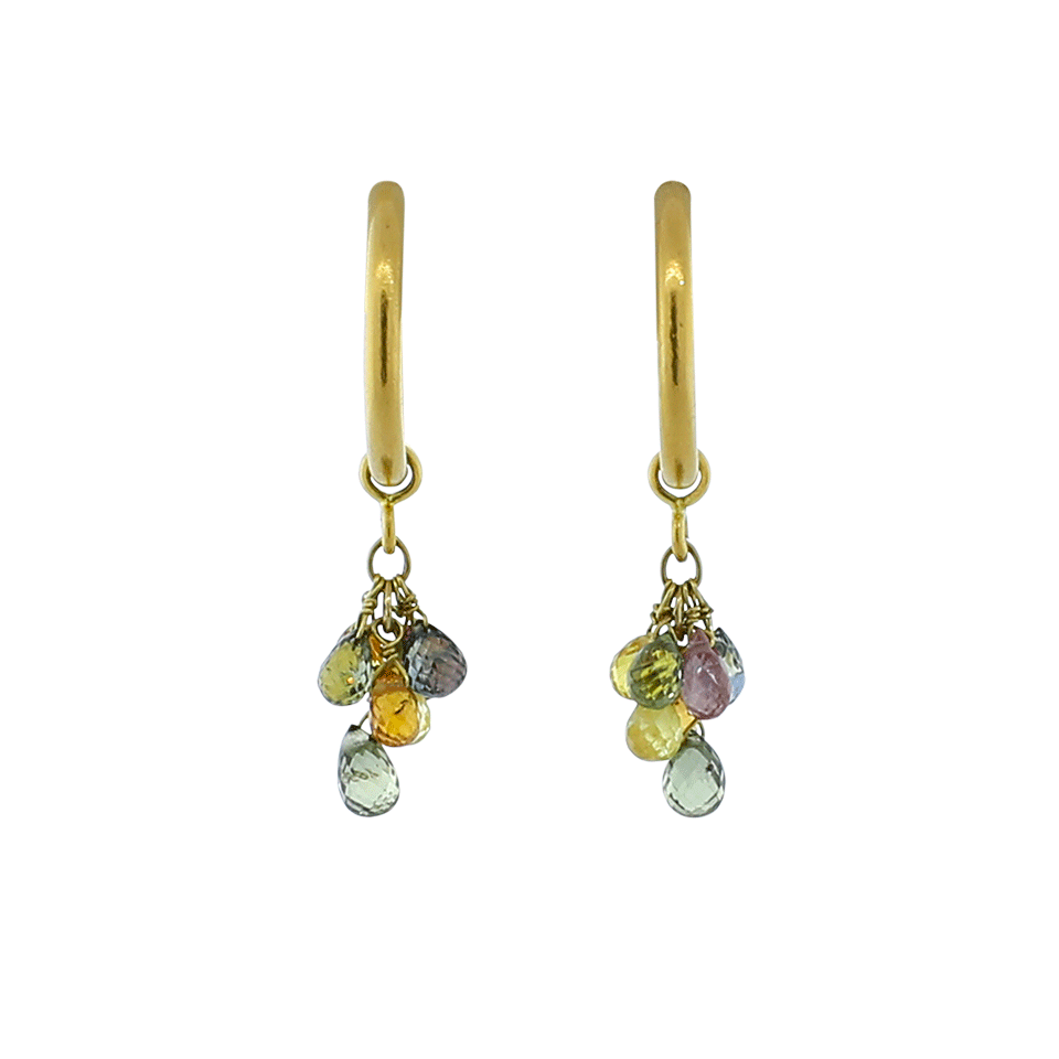 A2 BY ARUNASHI-Multi Sapphire Briolette Hoops-YELLOW GOLD