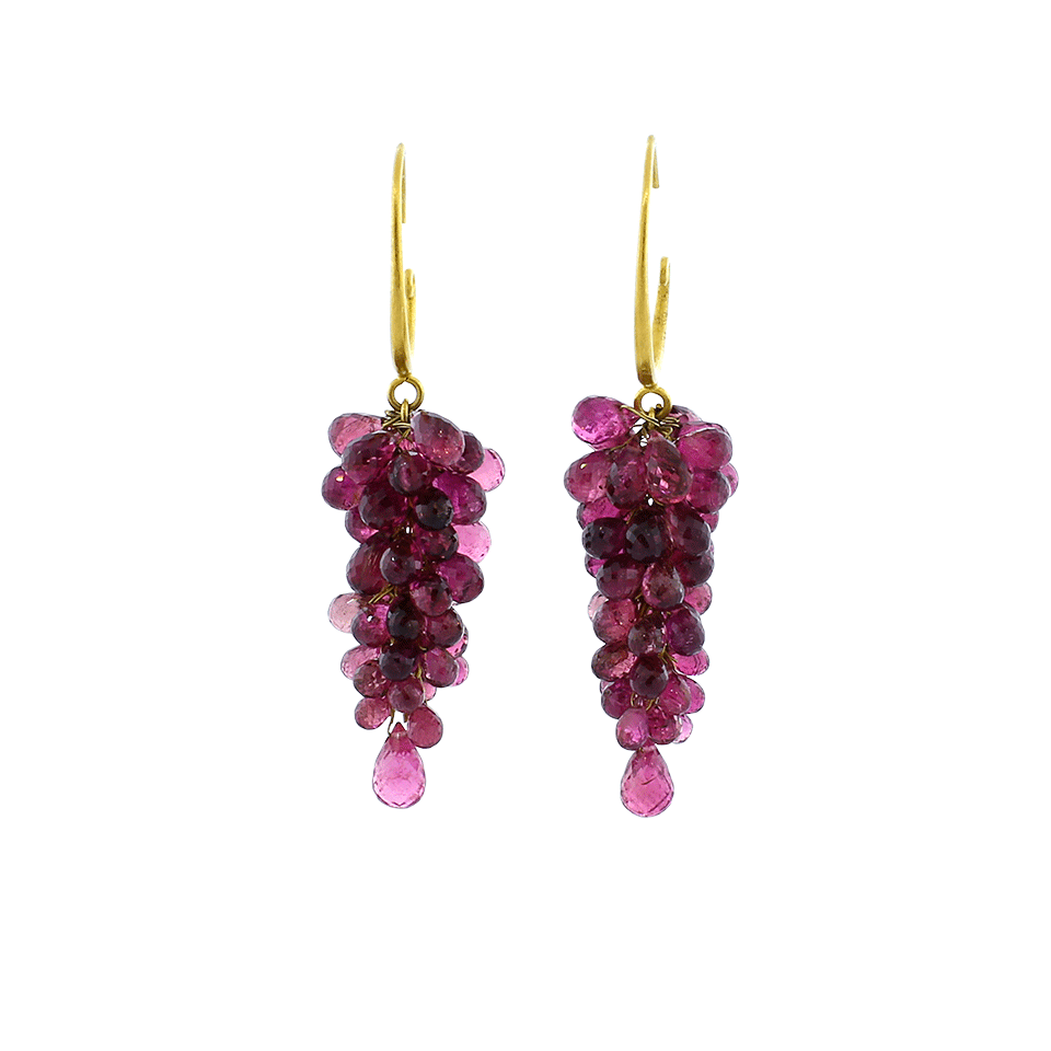 A2 BY ARUNASHI-Rubellite Briolette Earrings-YELLOW GOLD