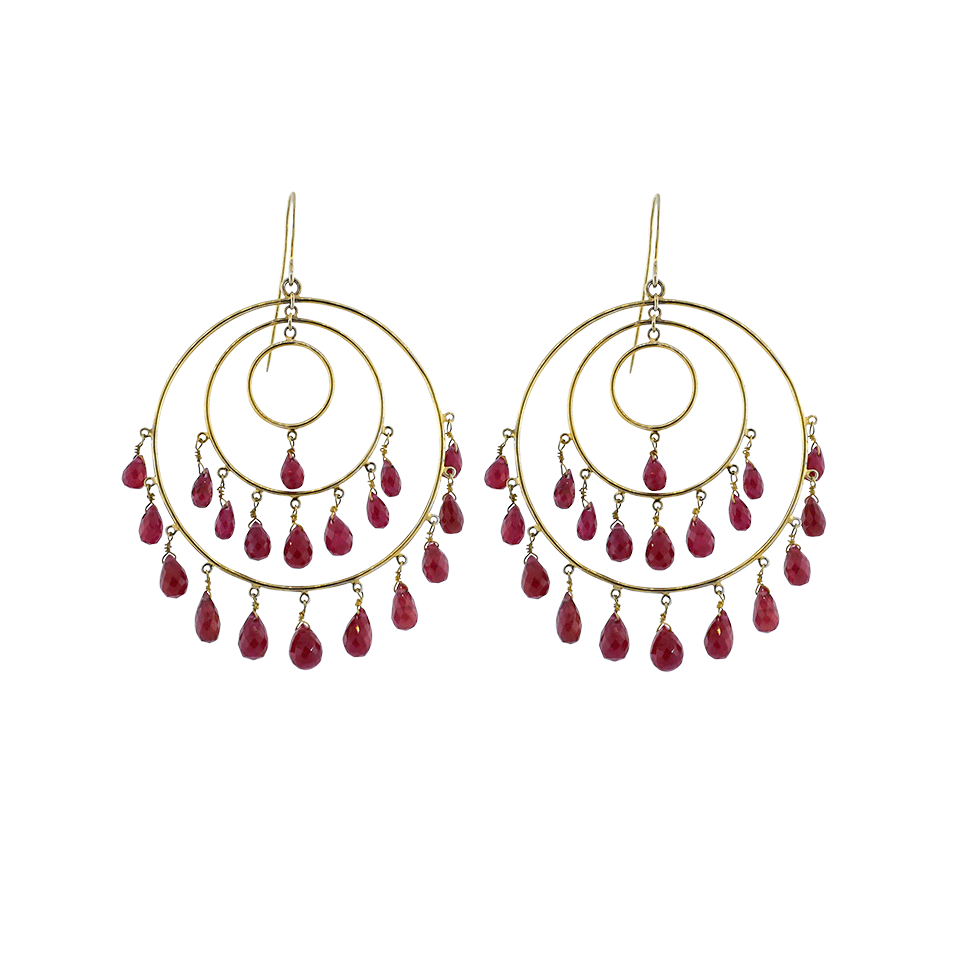 A2 BY ARUNASHI-Triple Circle Ruby Earrings-YELLOW GOLD