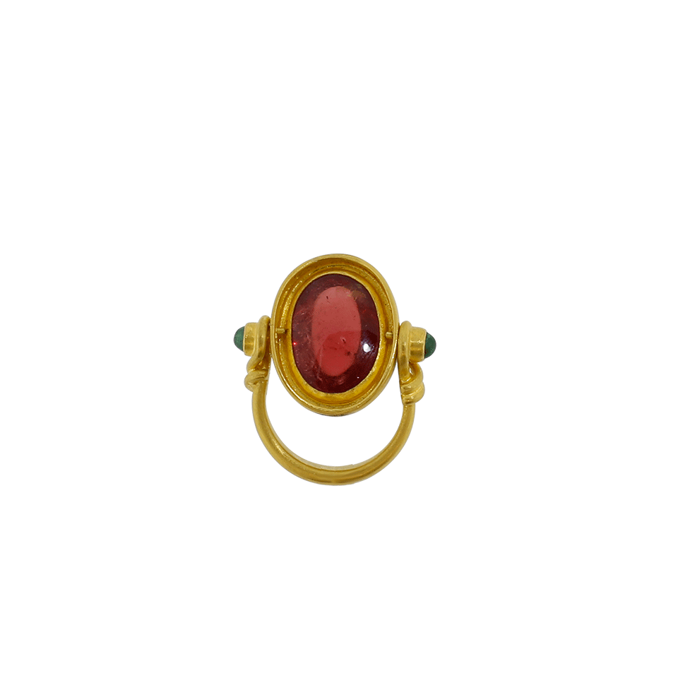 A2 BY ARUNASHI-Tourmaline And Emerald Ring-YELLOW GOLD