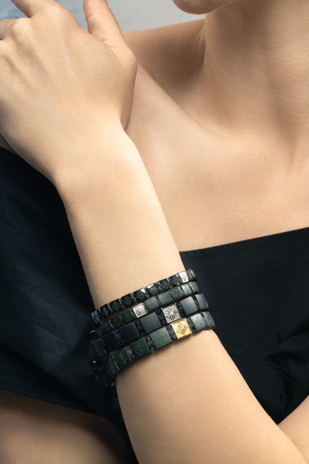 Diamond Matte Black Lock Bracelet-WHITE GOLD-JEWELRYFINE JEWELBRACELET O-SHAMBALLA JEWELS