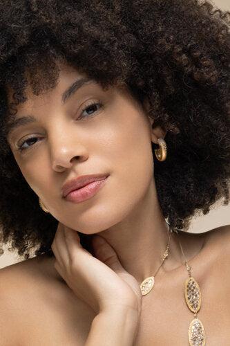 Diamond Scattered Hoop Earrings-YLWOLD-JEWELRYFINE JEWELEARRING-COOMI
