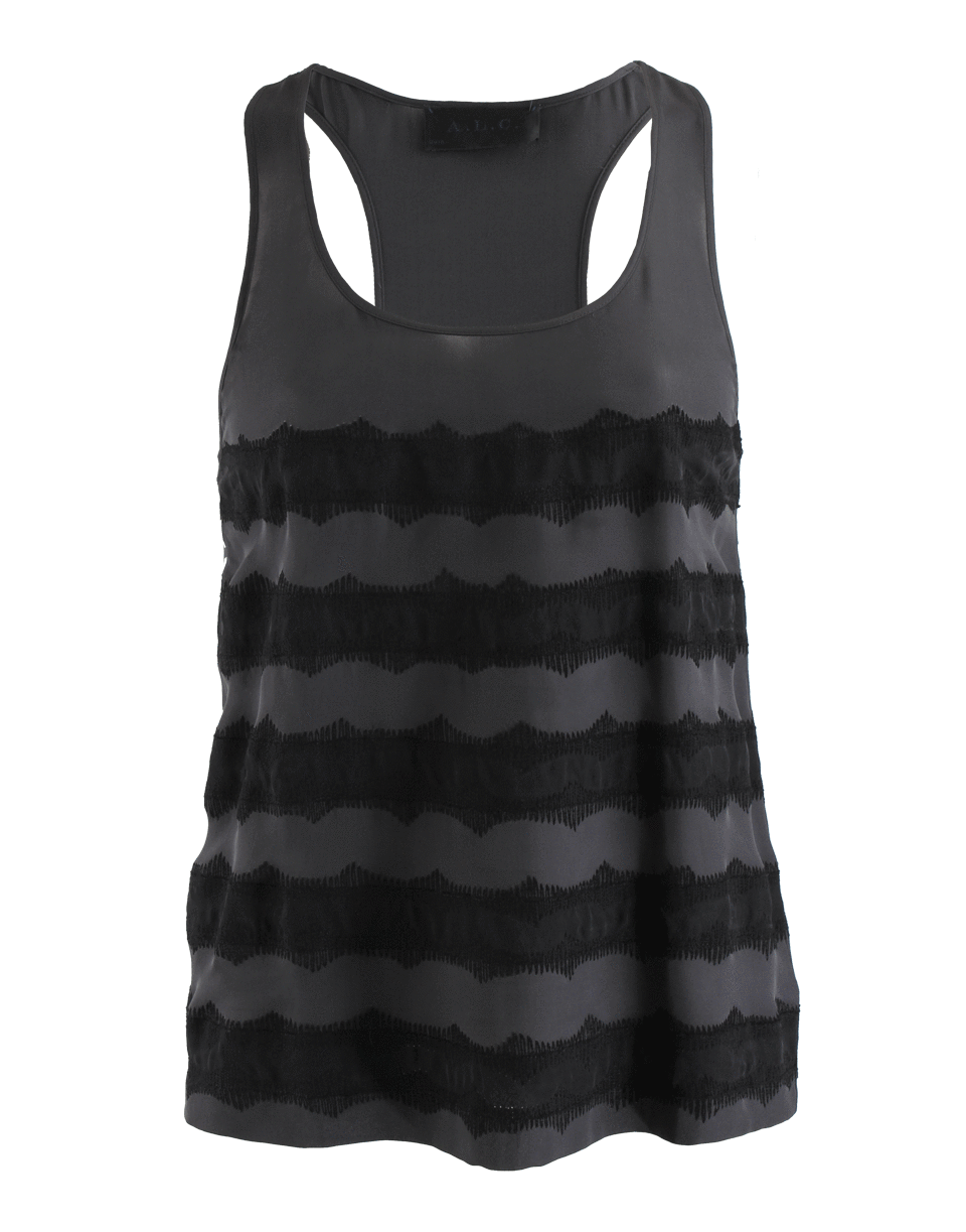 A.L.C. CORE-Embroidered Stripe Chiffon Tank-