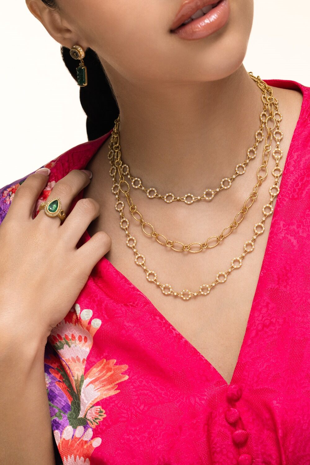 Diamond Round Link Chain Necklace-YELLOW GOLD-JEWELRYFINE JEWELNECKLACE O-COOMI