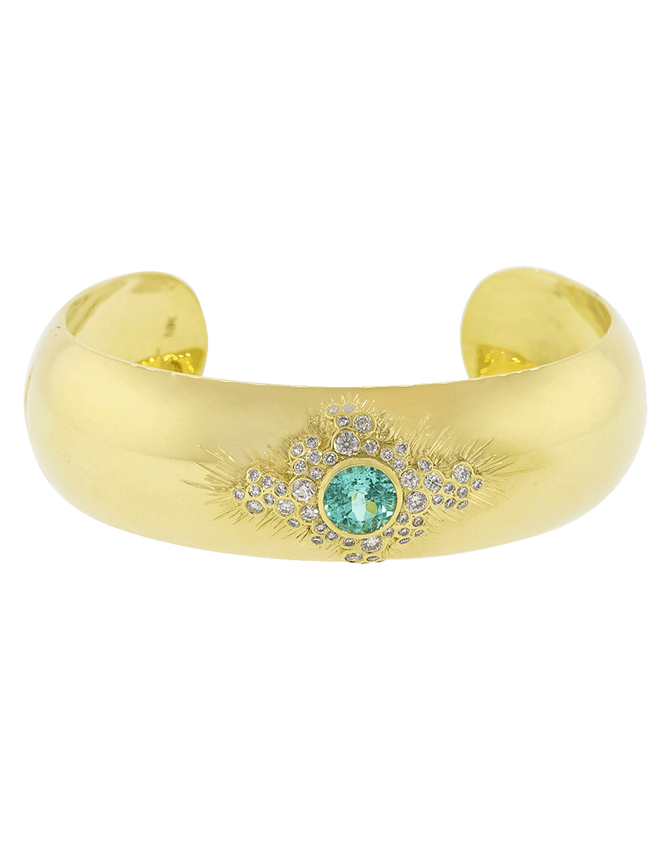 ADAM FOSTER-Paraiba Tourmaline And Diamond Cuff-YELLOW GOLD