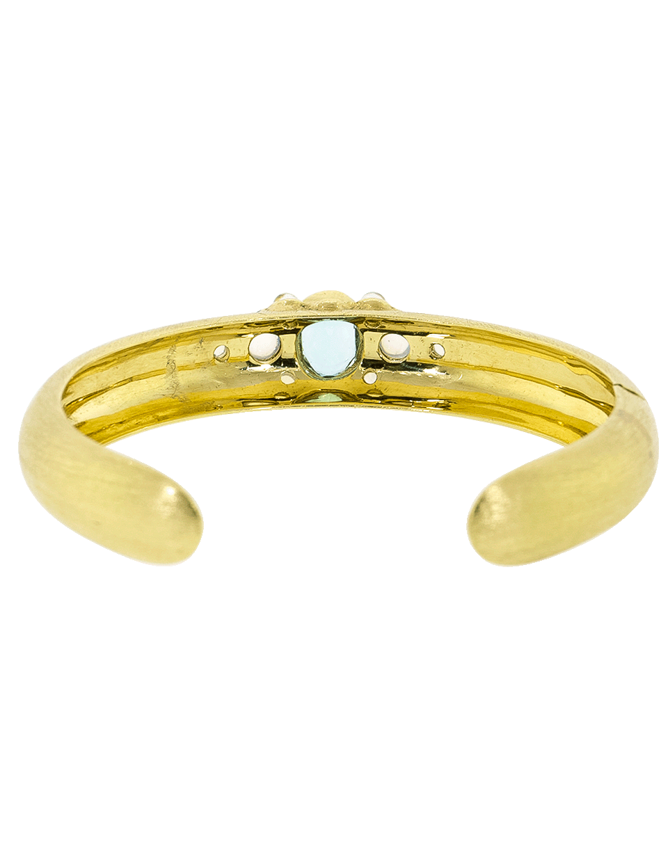 ADAM FOSTER-Paraiba Tourmaline Moonstone And Diamond Cuff-YELLOW GOLD