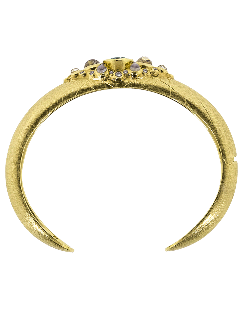 ADAM FOSTER-Paraiba Tourmaline Moonstone And Diamond Cuff-YELLOW GOLD