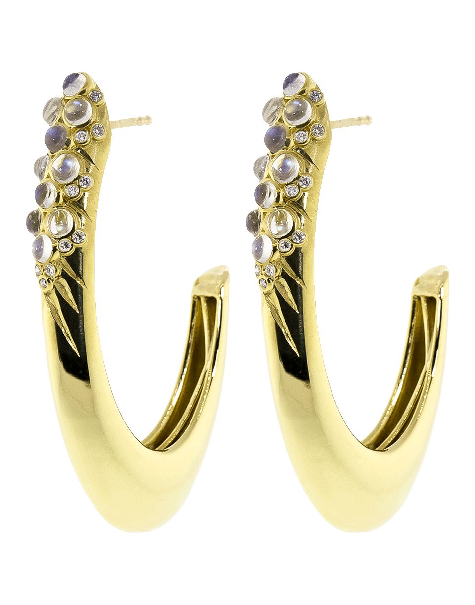 ADAM FOSTER-Blue Moonstone And Diamond Constellation Earrings-YELLOW GOLD