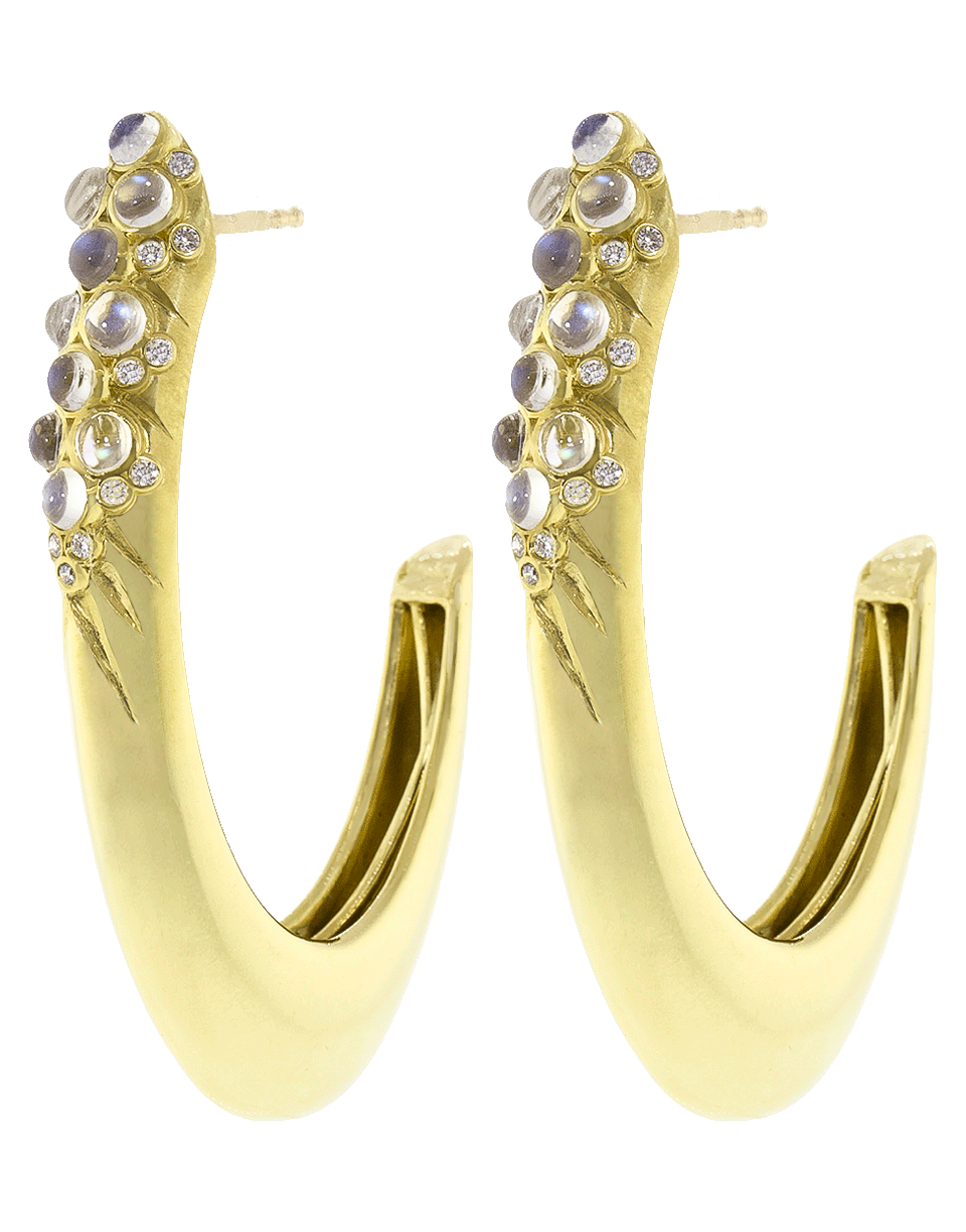 ADAM FOSTER-Blue Moonstone And Diamond Constellation Earrings-YELLOW GOLD