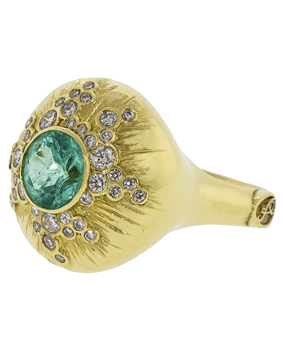 ADAM FOSTER-Paraiba Tourmaline And Diamond Dome Ring-YELLOW GOLD