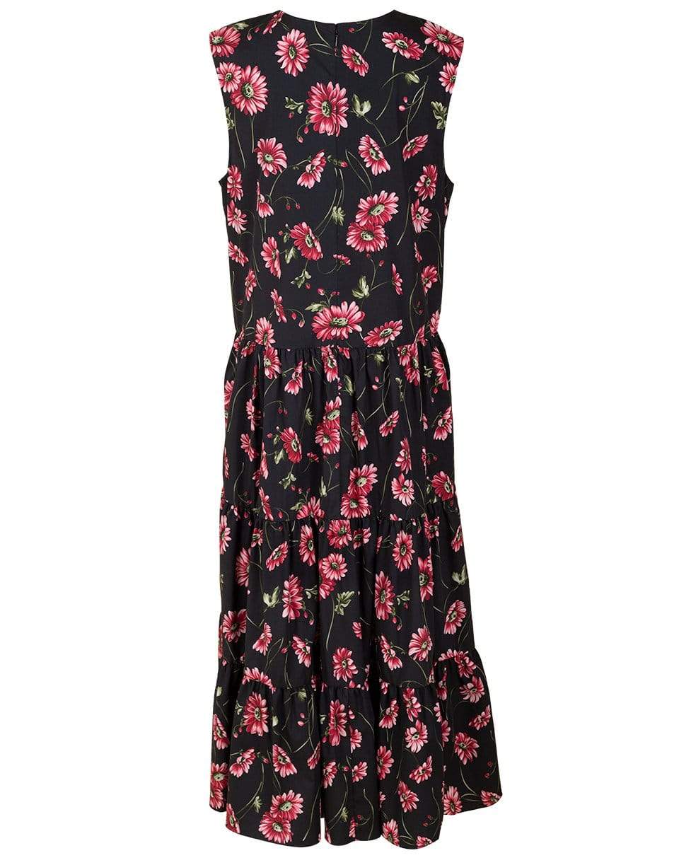 ADAM LIPPES-Black Daisy Sleeveless Tiered Maxi Dress-