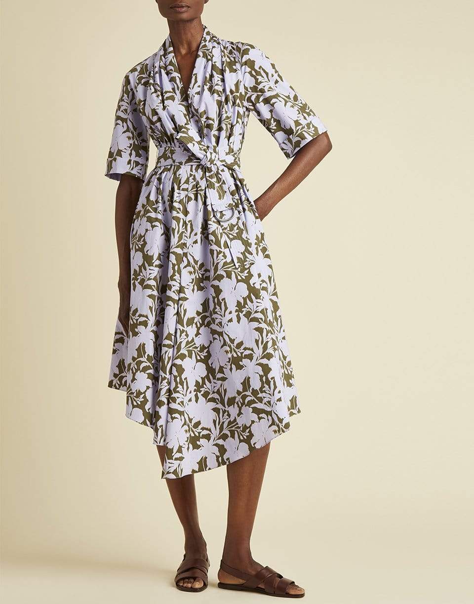 ADAM LIPPES-Short Sleeve Asymmetrical Print Poplin Dress-