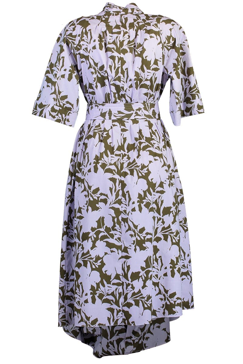 ADAM LIPPES-Short Sleeve Asymmetrical Print Poplin Dress-