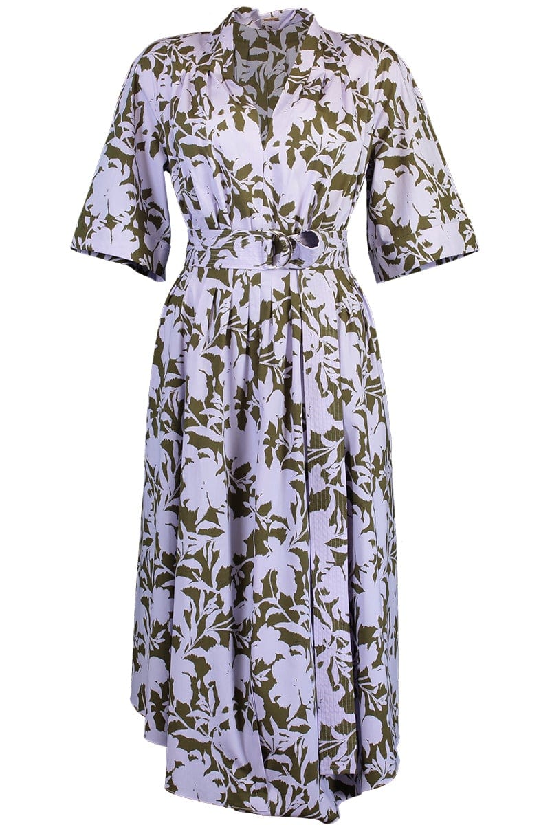 ADAM LIPPES-Short Sleeve Asymmetrical Print Poplin Dress-