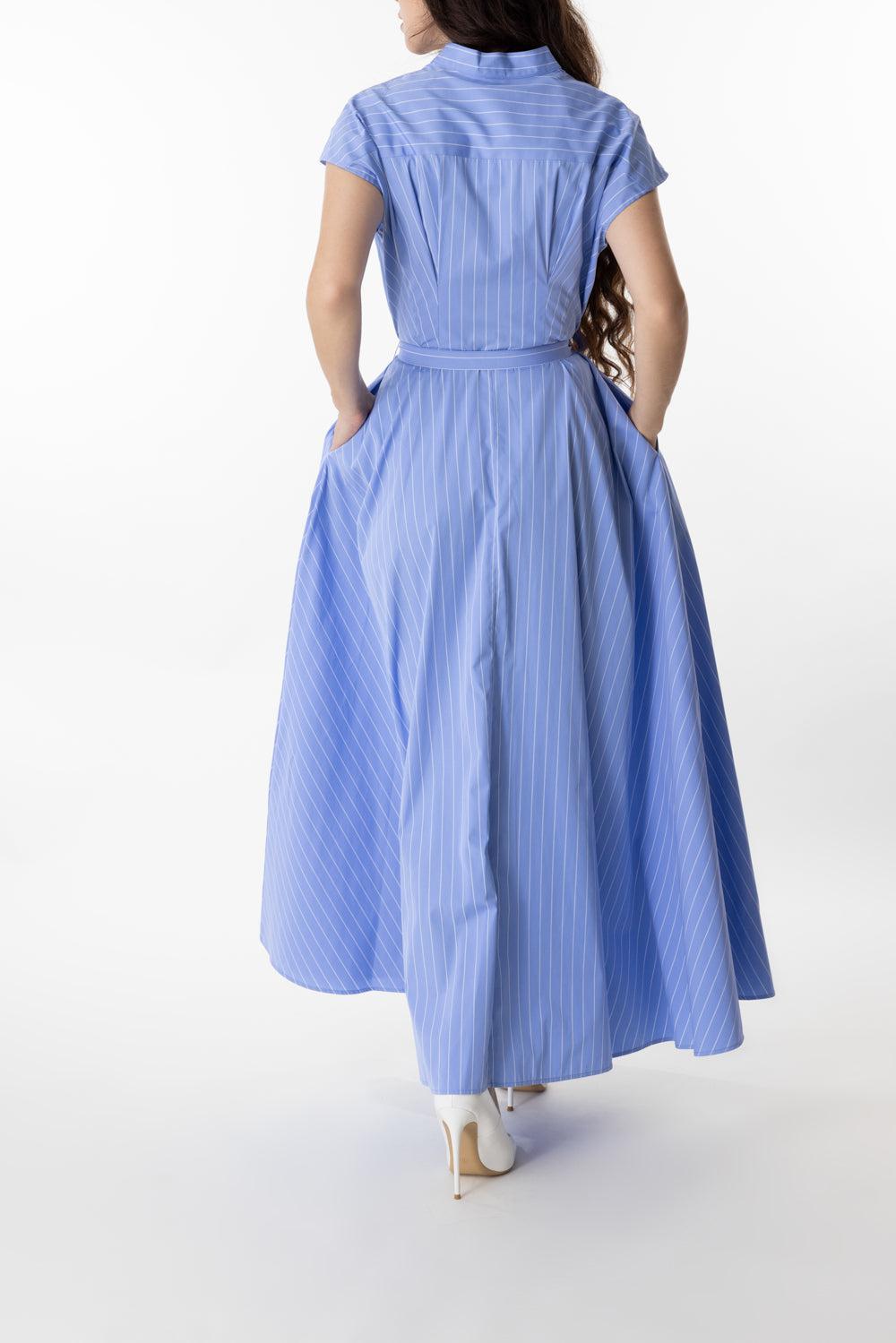 Dejeuner Dress-PBLUWHT-4-CLOTHINGDRESSCASUAL-ADAM LIPPES
