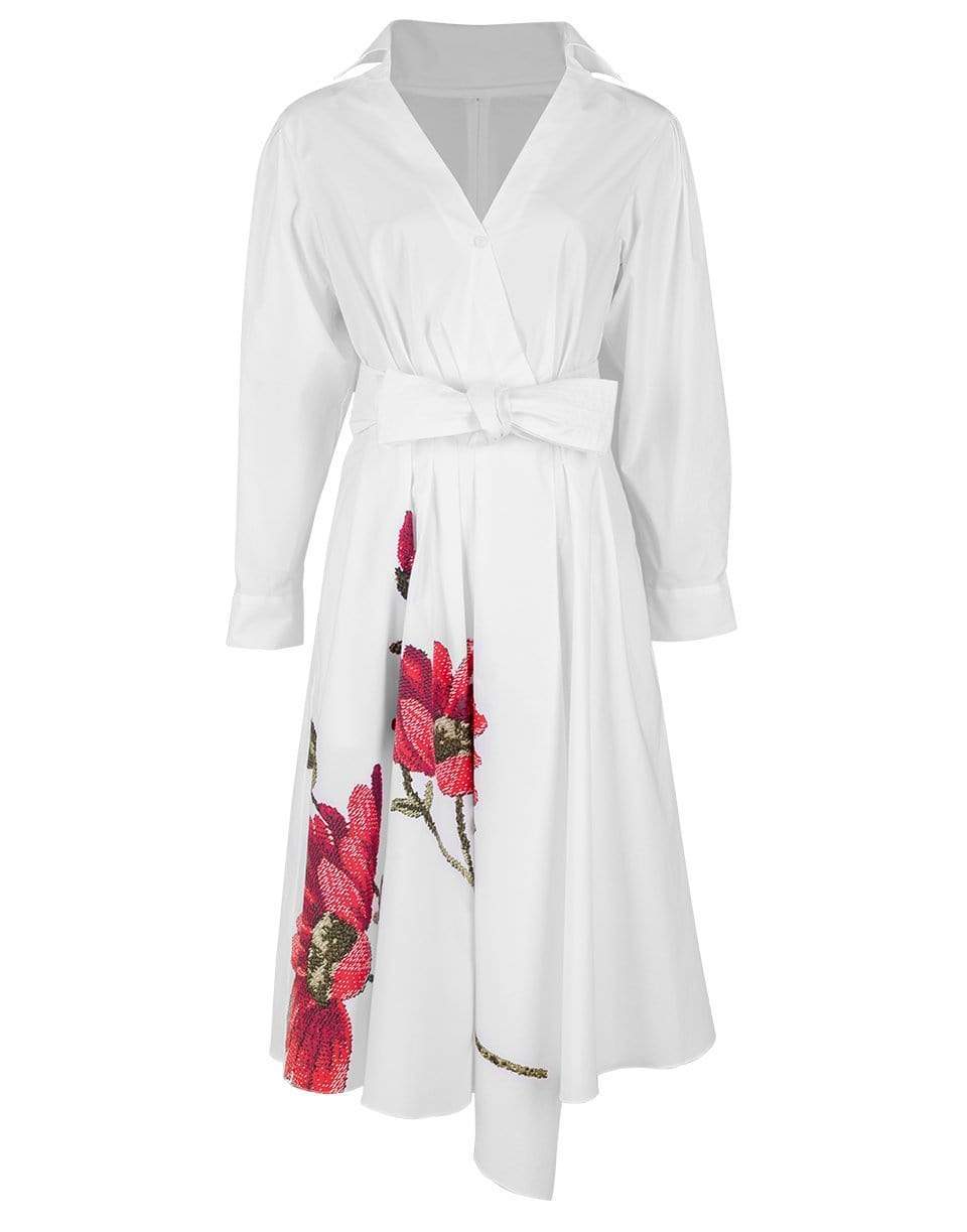ADAM LIPPES-White Large Daisy Asymmetrical Wrap Dress-