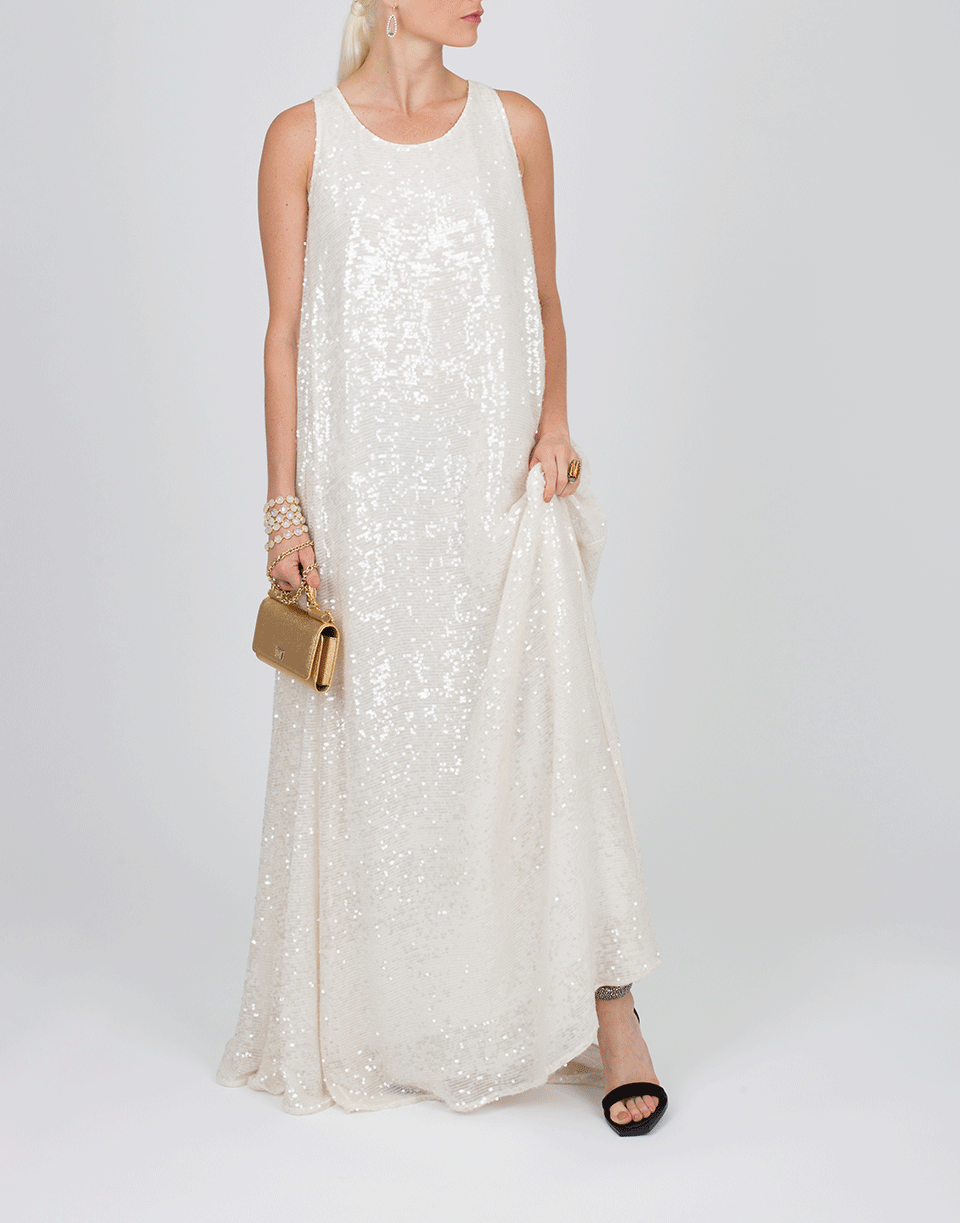 ADAM LIPPES-Sequined Embroidered Knot Gown-IVORY