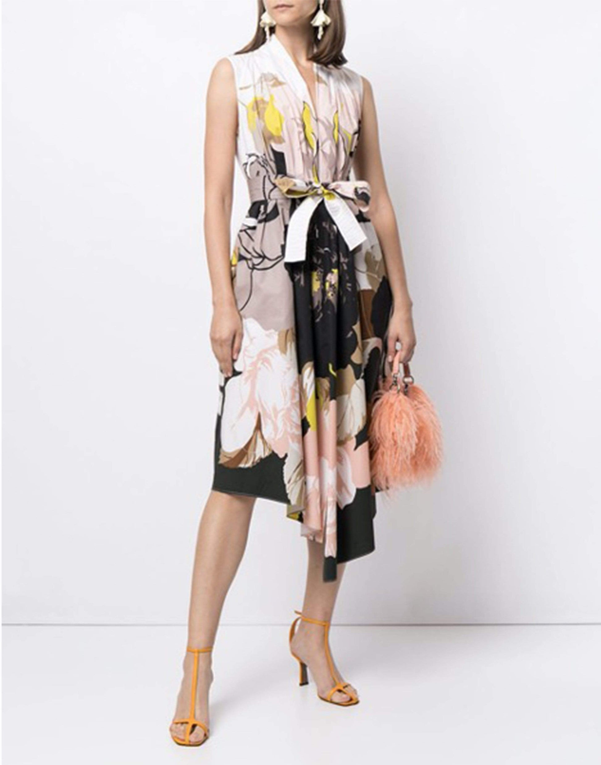 ADAM LIPPES-Printed Poplin Asymmetrical Dress-