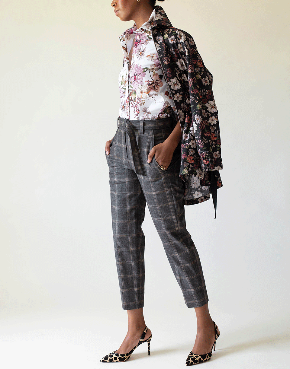 ADAM LIPPES-Black Floral Print Poplin Anorak-