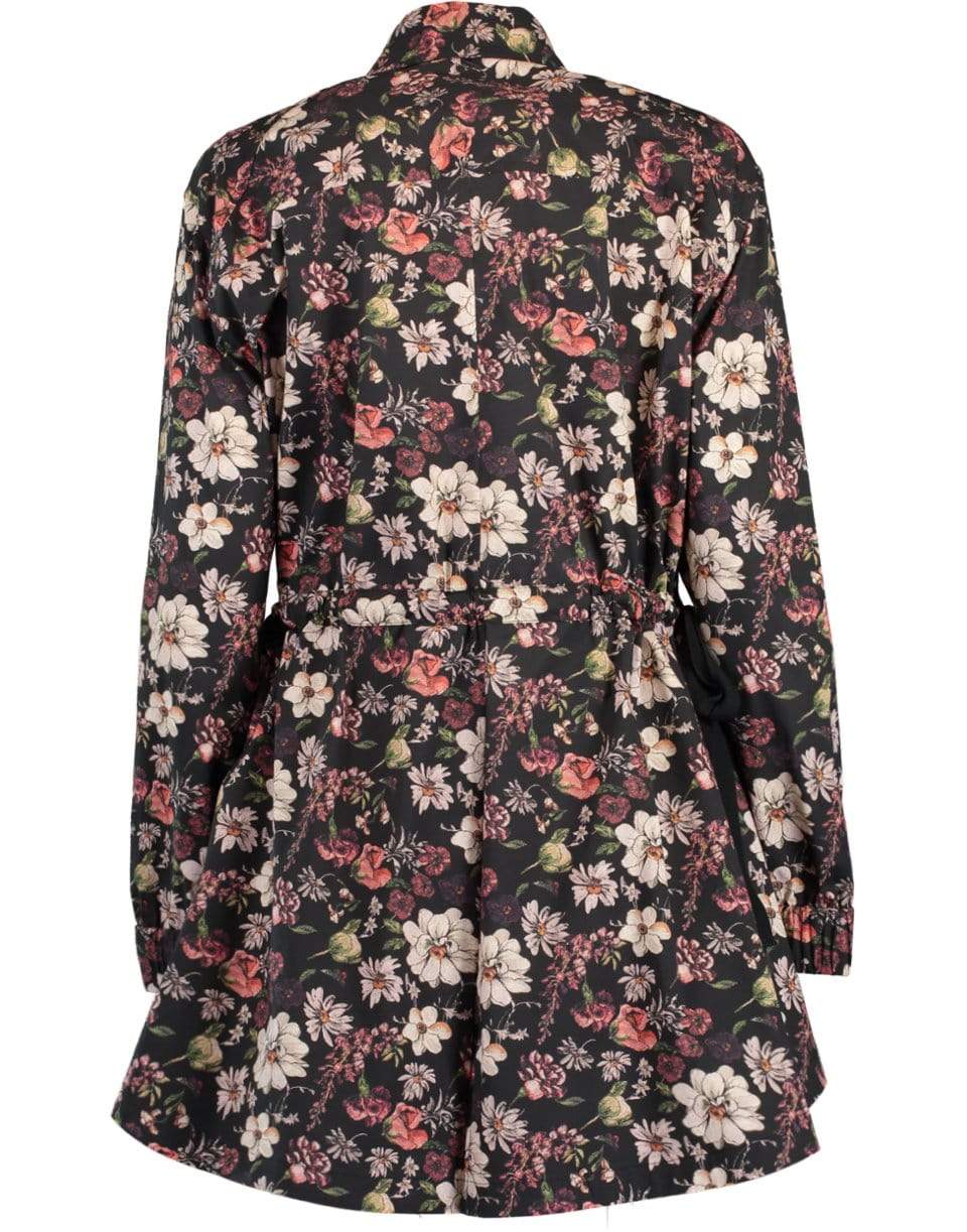 ADAM LIPPES-Black Floral Print Poplin Anorak-