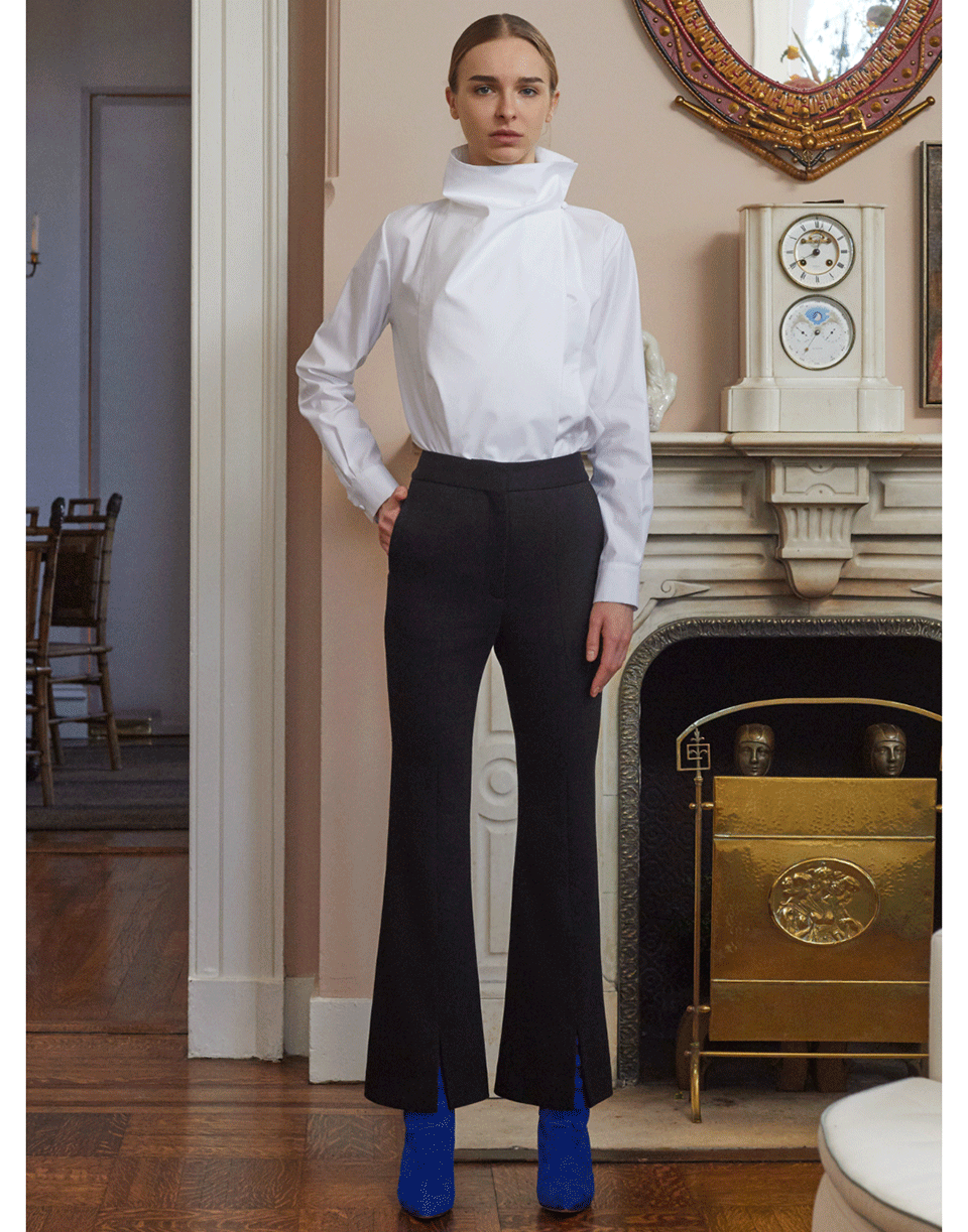ADAM LIPPES-Tropical Wool Bell Crop Pant-