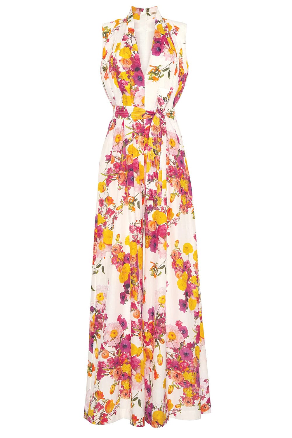 ADAM LIPPES-Sleeveless Belted Jumpsuit-IVO/FLRL