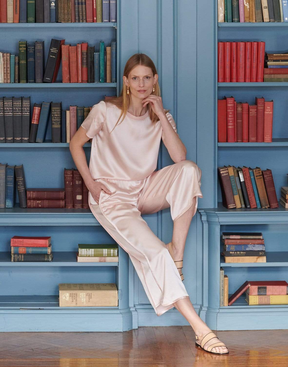 ADAM LIPPES-Blush Silk Charmeuse Track Pant-