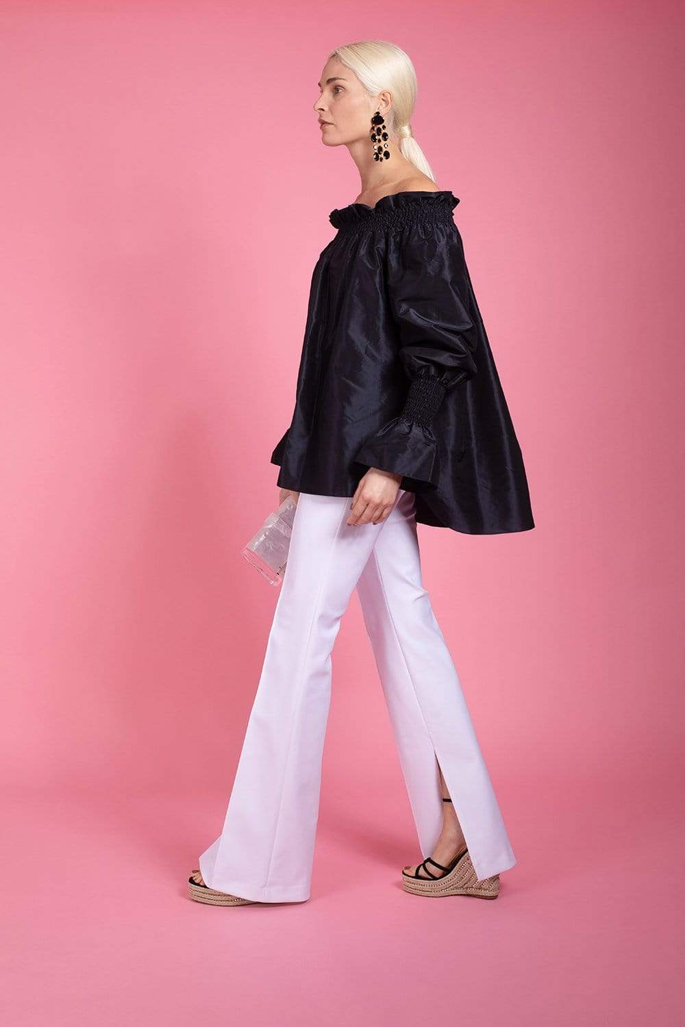 ADAM LIPPES-Eva Flare Slit Bonded Neoprene Pant-