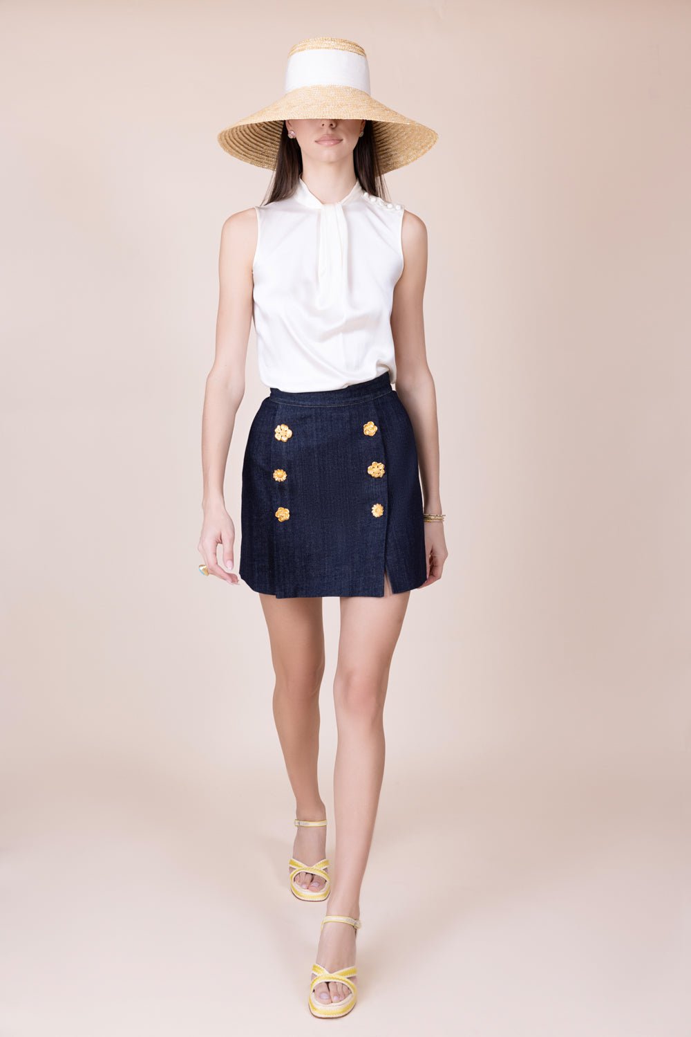 ADAM LIPPES-Button Mini Skirt-