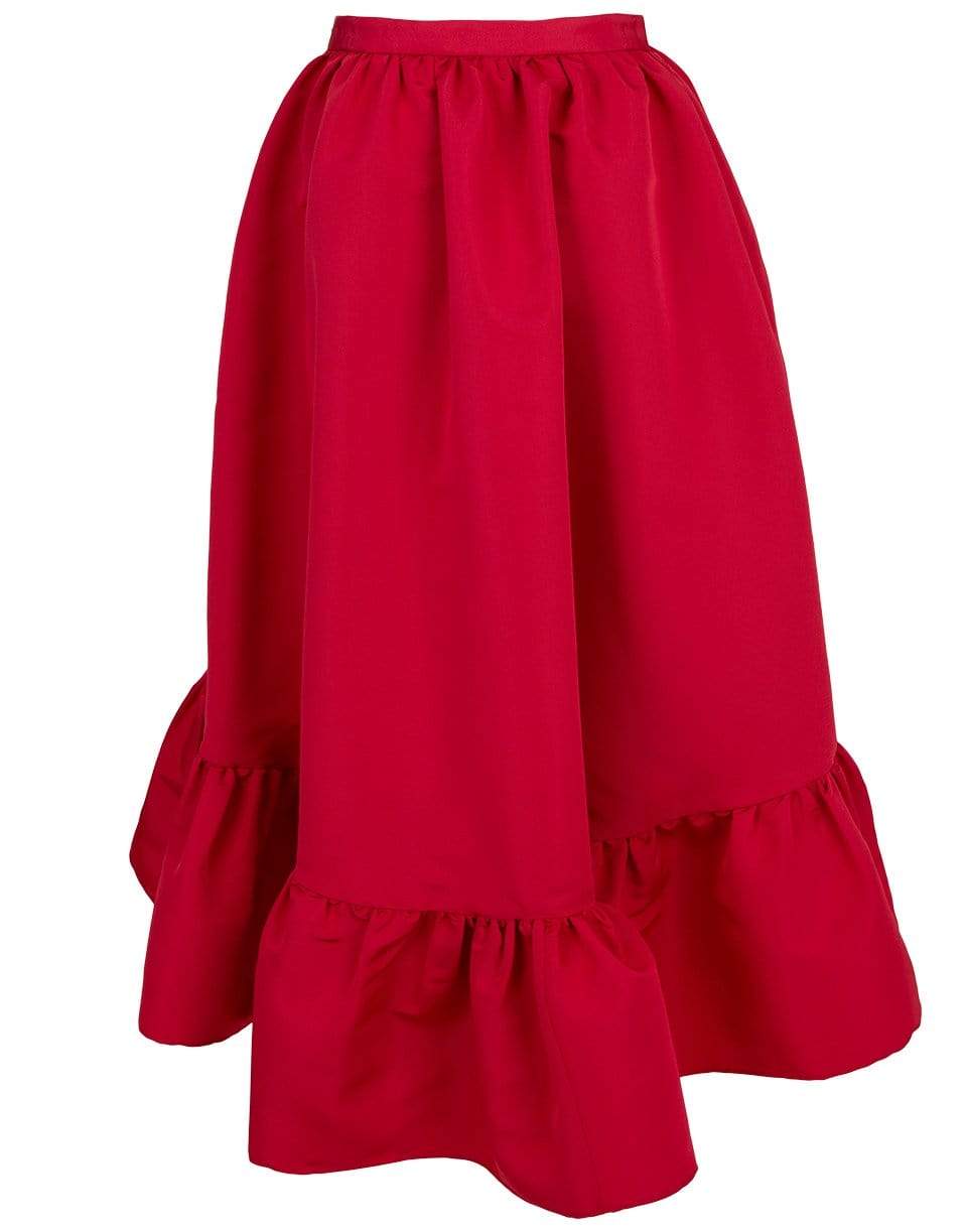 ADAM LIPPES-Silk Faille Ruffle Hem Skirt-RED