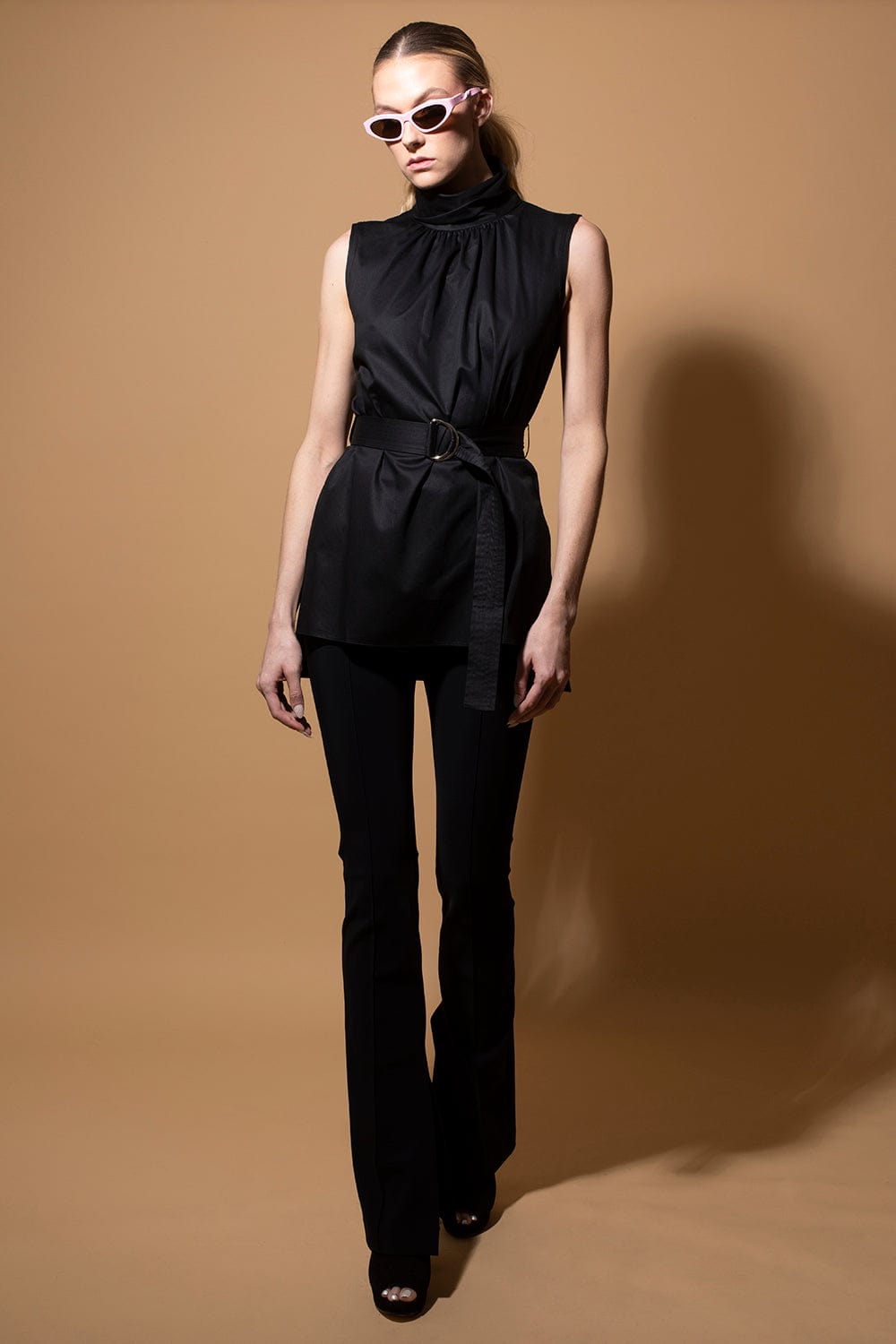 ADAM LIPPES-Belted Turtleneck Top-