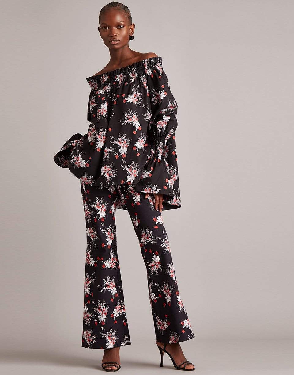 ADAM LIPPES-Long Sleeve Off Shoulder Print Top-