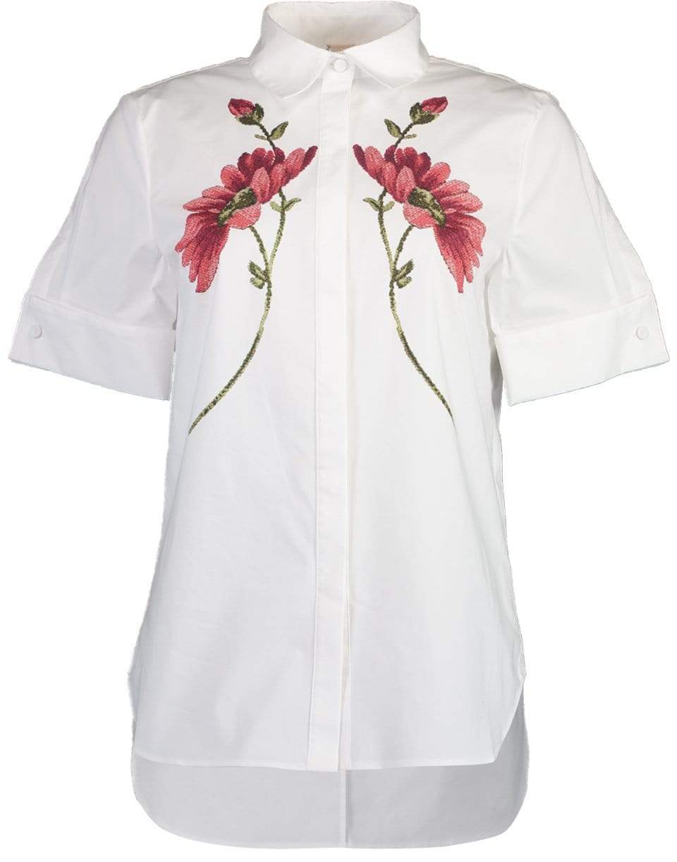 ADAM LIPPES-Short Sleeve Trapeze Floral Print Shirt-